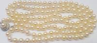 Langee Akoya Perlenkette Perlencollier Perle 835 er Silber Verschluß L: 102 cm -