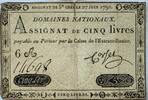 Frankreich 5 Livres Assignat -