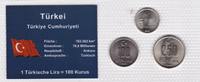 Türkei 50 100 250 Bin Lira 2003 2004 Münzen Set Türkiye Cumhuriyeti Atat... 10,00 EUR prix TTC + 6,00 EUR frais d'envoi