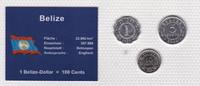 Belize 1 5 10 Cents Münzen Set 1 Belize-Dollar Mittel-Amerika original eingeschweißt -