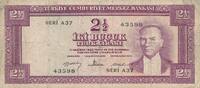 Türkei Türkiye 2 1/2 Lira (1952 -1966) Iki Bucuk türk Liarais Banknote, ... 45,00 EUR prix TTC + 6,00 EUR frais d'envoi