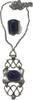 Silberset Vintage 835+925 Silber Set , Kette Anhänger Ring, Amethyst, 3 teilig -
