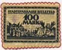 Bielefeld 100 Mark Seide,blaßgold m.Umschrift: NICHTS SCHRECKLICHERES..., mit Rundstempel -