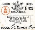 Keeling Cocos Islands 1/2 Rupee Sign.: George Clunies-Ross -