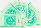 DDR Deutschland 6x 10 Pfennig Gefängnisgeld, Ros. MDI-36, aufeinanderfolgende Serien Nummern, KN : 0049390-395 -