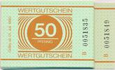 DDR Deutschland 15x 50 Pfennig, Wergutschein Gefängnisgeld, Ros. MDI-37, aufeinanderfolgende Serien Nummern, KN : 0051835-849 -