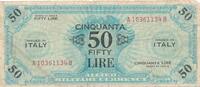 Italien 50 Lire Alliierten Militär (AMC) Banknote, II. Weltkrieg, A B -
