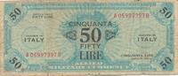 Italien 50 Lire Alliierten Militär (AMC) Banknote, II. Weltkrieg, A B -