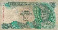 Malaysia 5 Ringgit (1989 ) IV, Stark gebraucht 6,00 EUR prix TTC + 6,00 EUR frais d'envoi