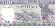 Ruanda 100 Francs 1989 I 9,00 EUR prix TTC + 6,00 EUR frais d'envoi