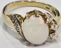 Goldschmuck Gelbgold 14K Gold 585er Goldring mit 0,10 Ct Brillant , VSI Damenring Opalring Opal -