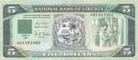 Liberia 5 Dollars Banknote National Bank of Liberia -