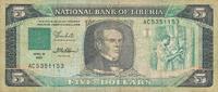 Liberia 5 Dollars Banknote National Bank of Liberia -