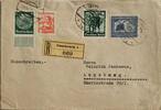Österreich, Drittes Reich Deutschland Briefumschlag, R-Brief, 2. Weltkrieg Innsbruck, Burgenland, Ein Volk Ein Reich Ein Führer, 100 Jahre Groß Zeppelin -