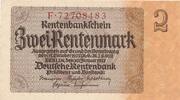 3. Reich, Deutschland, Weimarer Republik 2 Rentenmark KN 8 stellig, Firmendruck -