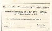 3. Reich, Deutschland 500 RM Teilschuldverschreibung, Deutsche Niles Werke Aktiengesellschaft, Berlin -