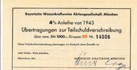 3. Reich, Deutschland 1000 RM Bayerische Wasserkraftwerke Aktiengesellschaft, München -