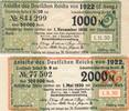 3. Reich, Deutschland, Weimarer Republik 1000 und 2000 Mark Anleihe des Deutschen Reiches von 1922 -
