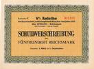 Deutsches Reich Deutschland, Weimarer Republik 500 Reichsmark Schuldverschreibung 8% Anliehe, Bayern München -