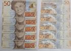 Schweden 5x 50 Kronen Kroner 5x folgende Seriennummer, Seriendruck -