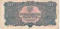 20 Zlotych Zloty 1944 Polen Geldschein Serie EB OBOWIĄZKOWYM III