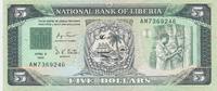 Liberia 5 Dollars National Bank -
