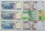 Indonesien 3* 1000, 2* 2000, 20000 Rupiah 6* Banknoten lot, P158(2018(2)) -