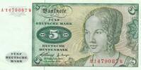 Deutschland BRD 5 Deutsche Mark DM Bundesbanknote A/W -