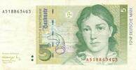 Deutschland BRD 5 Deutsche Mark DM Bundesbanknote A/G -