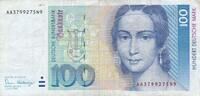 Deutschland BRD 100 Deutsche Mark DM Bundesbanknote AA/N -