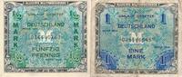 Deutschland, 3, Reich, Allierte Besatzung 1/2 und 1 Mark 2x Banknote, KN 9stellig -