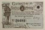 Deutschland, Deutsches Reich 50 Pfennig 1 x Notgeldschein, Notgeld Willingen Waldeck, Hessen -