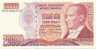 Türkei Türkiye 20000 Türk Lira Lirasi Yirmibin Türk lirasi Türkiye Cumhuriyeti Kemal Atatürk 1970 -