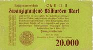 Deutsches Reich Deutschland, Weimarer Republik 20000 Milliarden Mark Propaganda Reichsnarrenschein, Spass Banknote Coblenz Gesellschaft Erholung e.V. Rheinland -