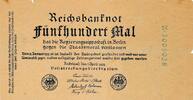 Deutsches Reich Deutschland, Weimarer Republik Reichsbanknot fünfhundert Mal Propaganda Ruhrland -