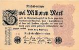 Deutsches Reich Deutschland 2 Millionen Mark Reichsbanknote Werbeschein Köln, Rheinfahrt nach Andernach, Kölner Eischler-Innung -