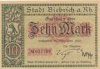 Deutsches Reich Deutschland 10 Mark Notgeldschein Stadt Biebrich am Rhein Hessen -