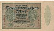 Deutsches Reich Deutschland, Inflation 500 tausend Mark Banknote, KN 6stellig nur zweimal auf Vs. FZ: AB , 500000 Mark -