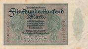 Deutsches Reich Deutschland, Inflation 500 tausend Mark Banknote, KN 8stellig je zweimal auf Vs. und Rs., FZ: F , 500000 Mark -