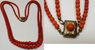 zweireihige antike Koralle Korallenkette Korallencollier Korallenschmuck Kette -