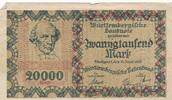 Deutsches Reich Deutschland Württemberg 20000 Mark Länderbanknote Württembergische Notenbank Stuttgart -