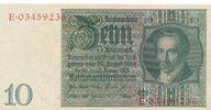 Deutsches Reich Deutschland 3. Reich 10 Reichsmark Mark Rechsbanknote Kriegsdruck, nur 2 KN auf Vs, ohne Udr.-Bst. -