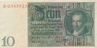 Deutsches Reich Deutschland 3. Reich 10 Reichsmark Mark Rechsbanknote Kriegsdruck, nur 2 KN auf Vs, ohne Udr.-Bst. -