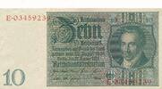 3. Reich, Deutschland 10 Reichsmark Mark Reichsbanknote Kriegsdruck, nur 2 KN auf Vs, ohne Udr.-Bst. -