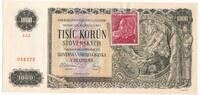 Tschechien, Czechoslovakia / Tschechoslowakei 1000 Kronen Korun Banknote Specimen mit Briefmarke -