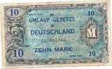 3. Reich, Deutschland, Alliierte Besatzung 10 Mark Besatzungsgeld US-Druck mit Geheimzeichen F, KN 9 stellig, -