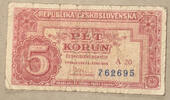 Tschechoslowakei 5 Korun Banknote -