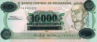 Nicaragua 10.000 auf 10 Cordobas Banknote -