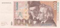 1000 Deutsche Mark DM 1991 Deutschland BRD Wilhelm und Jakob Grimm, AD/D unc-