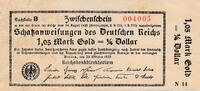 Deutsches Reich Deutschland, Weimarer Republik 1,05 Mark Gold = 1/4 Dollar Zwischenschein - Schatzanweisung -